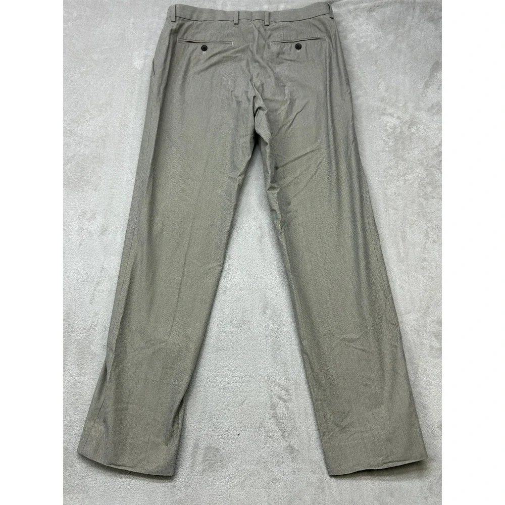 Banana Republic Classic Fit Pants Men 32x32 Khaki Tan Micro Stripe Wool Trousers